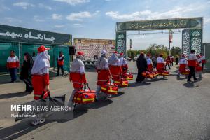 آیین بدرقه کاروان امداد و نجات اربعین حسینی (ع) +عکس
