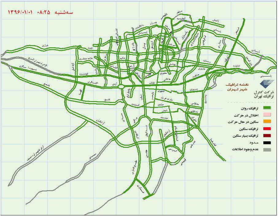 نقشه ترافیکی امروز تهران