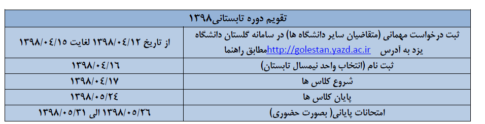 جزئیات برگزاری ترم تابستان ۹۸ دانشگاه یزد