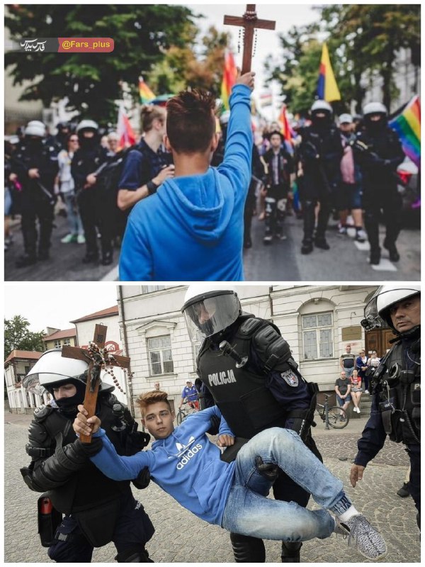 اعتراض جوان ۱۵ ساله به رژه هم‌جنس‌بازان +عکس