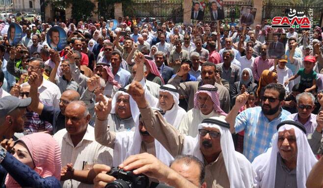 برگزاری تجمع بزرگ ضدآمریکایی در سوریه