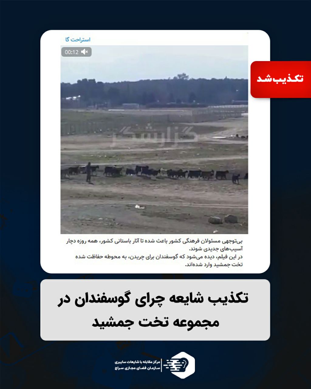 پاسخ به شایعه| تکذیب ادعای چرای گوسفندان در مجموعه تخت جمشید