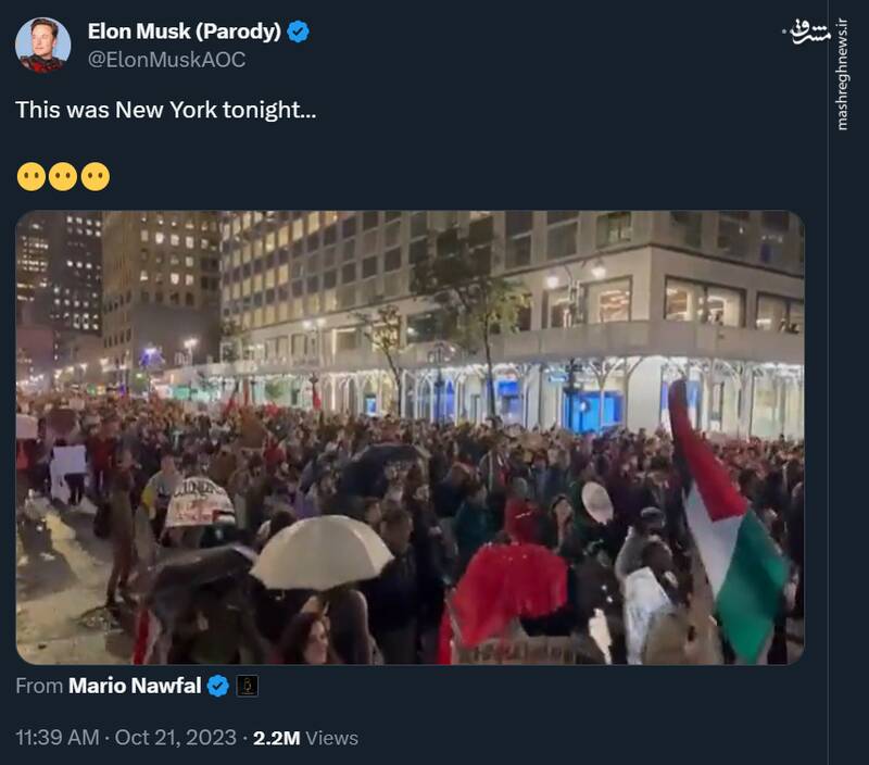  توئیت ایلان ماسک در حمایت از فلسطین