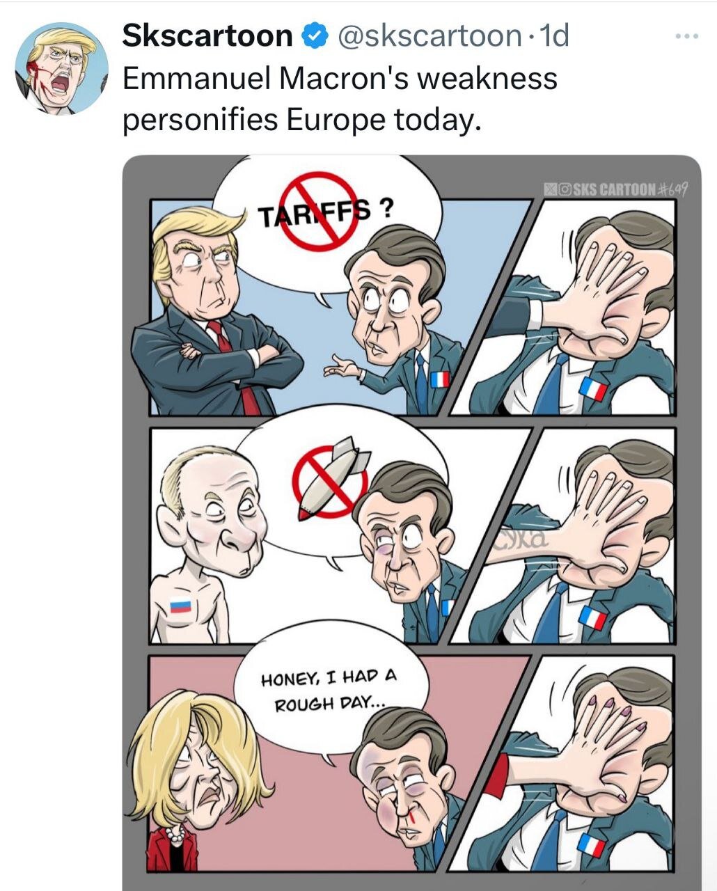 سیلی خوردن مکرون از همسرش همچنان سوژه جذاب کاربران خارجی | تصاویر